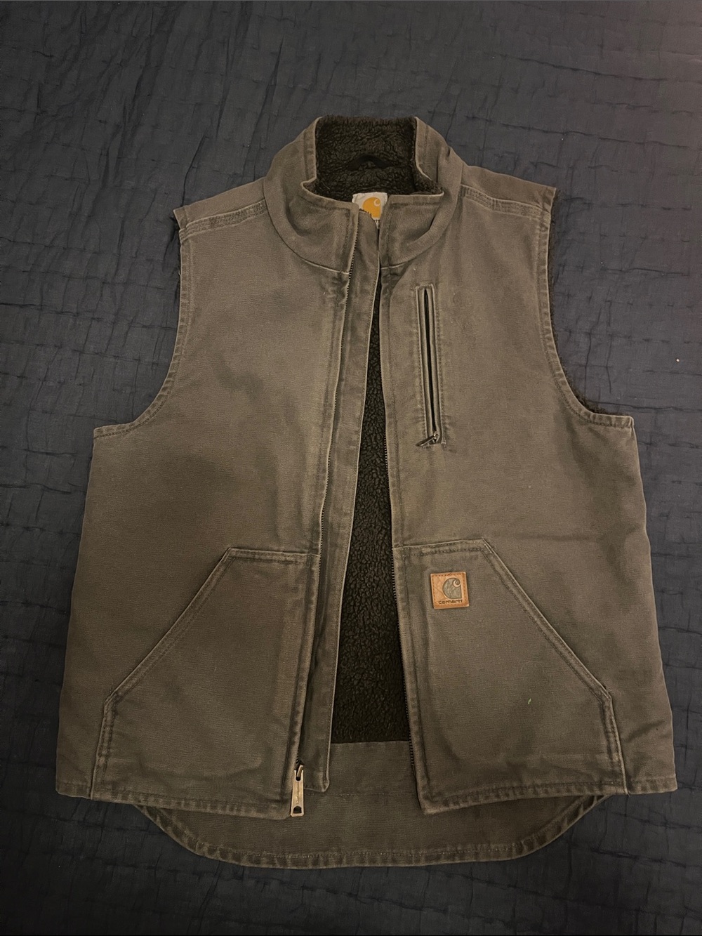 Carhartt Canvas Vest Grey with warm lining